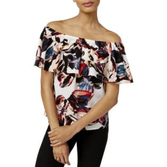 Bar III Tops - New Bar III Floral Print Off the Shoulder Top